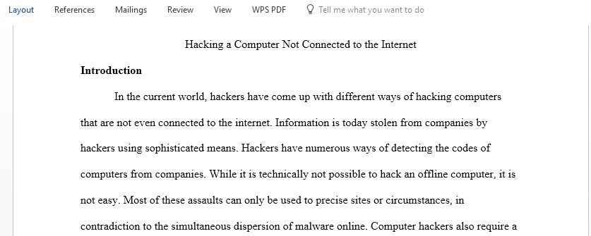 Hacking a Computer Not Connected to the Internet