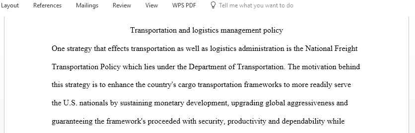  Discuss transportation and logistics management policy