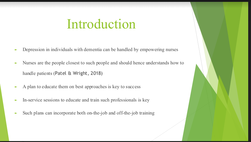 Develop a PowerPoint presentation with thorough speaker notes designed for a hypothetical in service session related to improvement plan