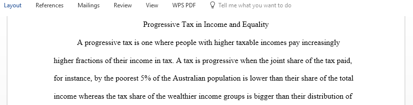 Progressive Tax in Income and Equality