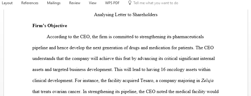 Analysing Letter to Shareholders