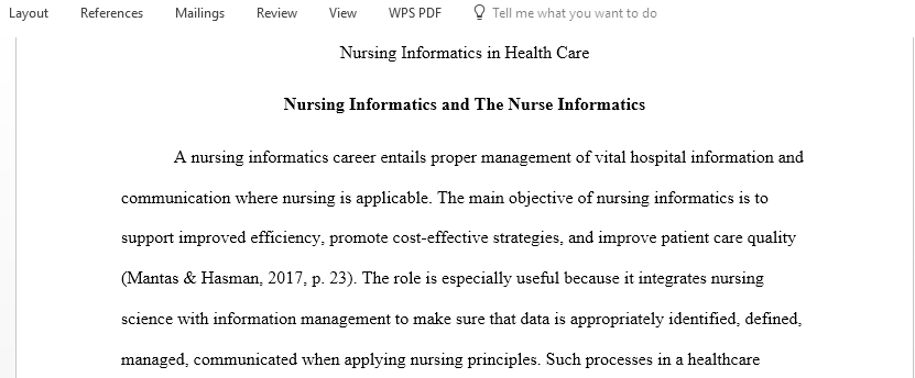 Write an evidence based proposal to support the need for a nurse informaticist in an organization who would focus on improving health care outcomes