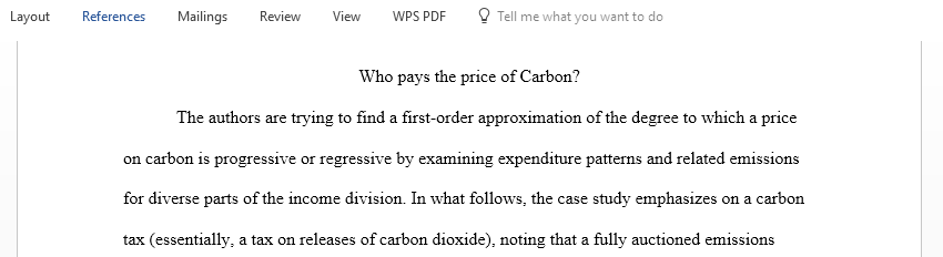 Address what question the authors were asking and what the authors found in the article Who Pays a Price on Carbon