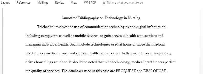 Annotated Bibliography on Technology in Nursing