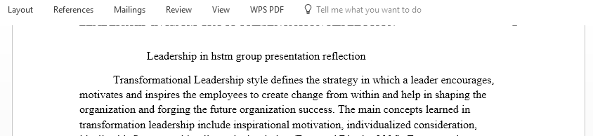 Leadership In Hstm Group Presentation Reflection