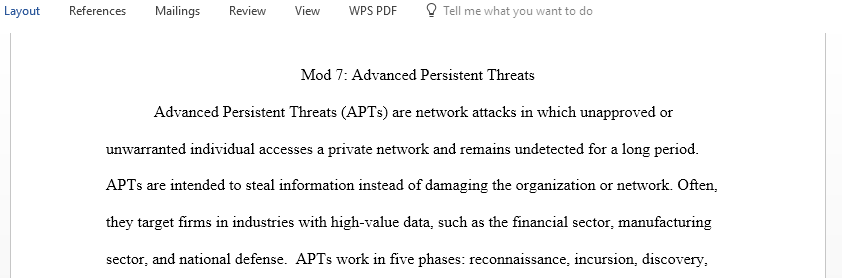 Advanced Persistent Threats network attacks