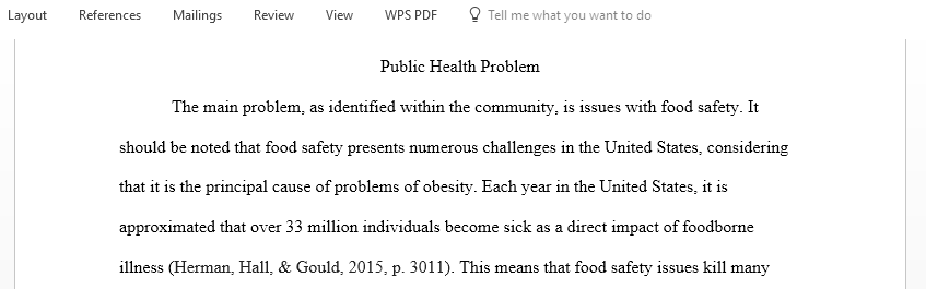 Identify and describe in detail a public health problem that is significant in your community