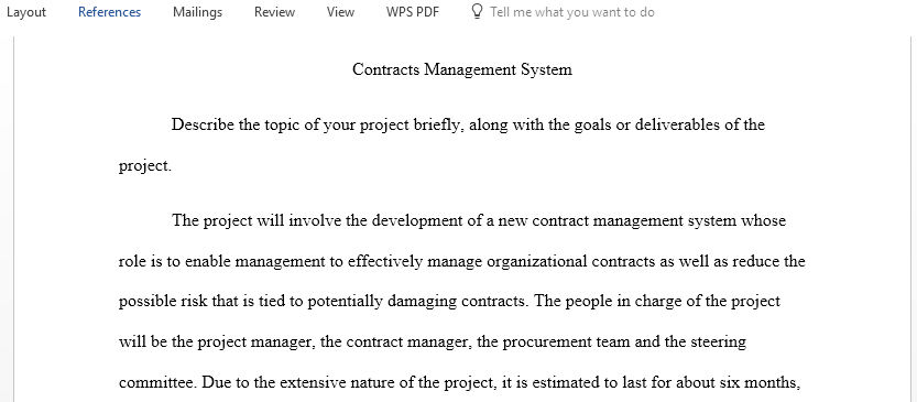 Create a Work Breakdown Structure for your Contracts Management System project
