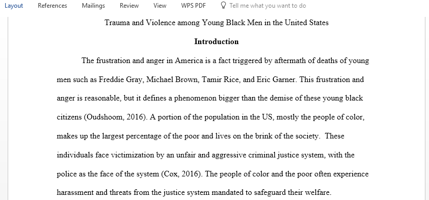 Trauma and Violence Among Young Black Men in the United States