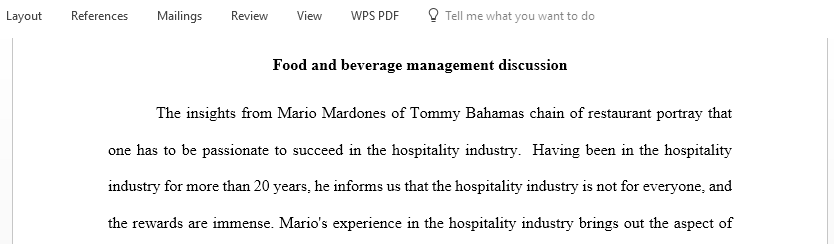 Comment on Mario Mardones from the restaurant chain Tommy Bahamas interesting story