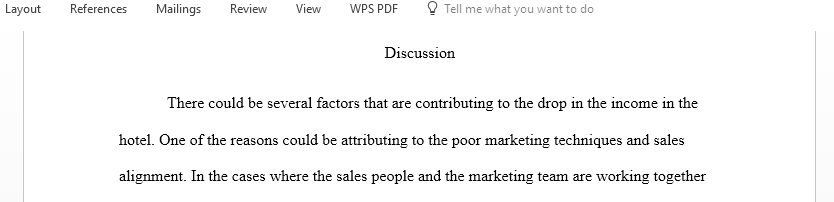 Discussion to factors that are contributing to the drop in the income in the hotel