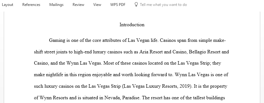 Research the Wynn Las Vegas and provide research related to the Wynn gaming programs