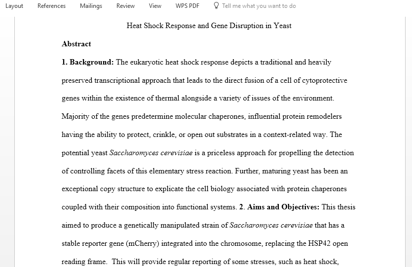 Heat Shock Response and Gene Disruption in Yeast