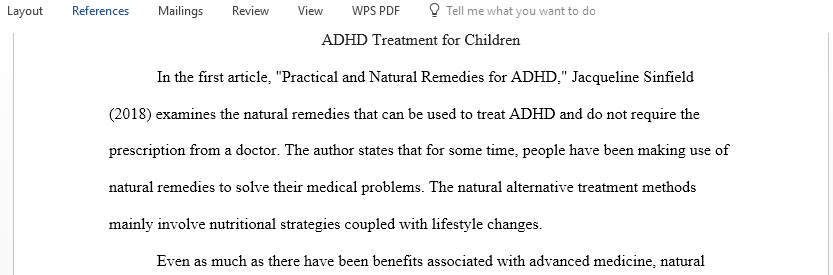 Discuss Attention Deficit Hyperactivity Disorder ADHD alternative treatments other that medication for children