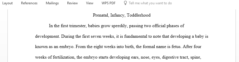 Discuss prenatal development infancy and toddlerhood