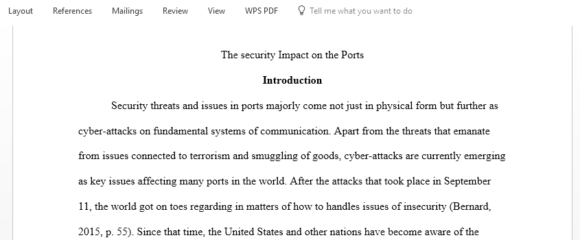 Prepare a research brief on the security Impact on the Ports
