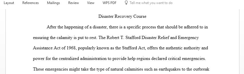 How does Disaster recovery course begin in the United States