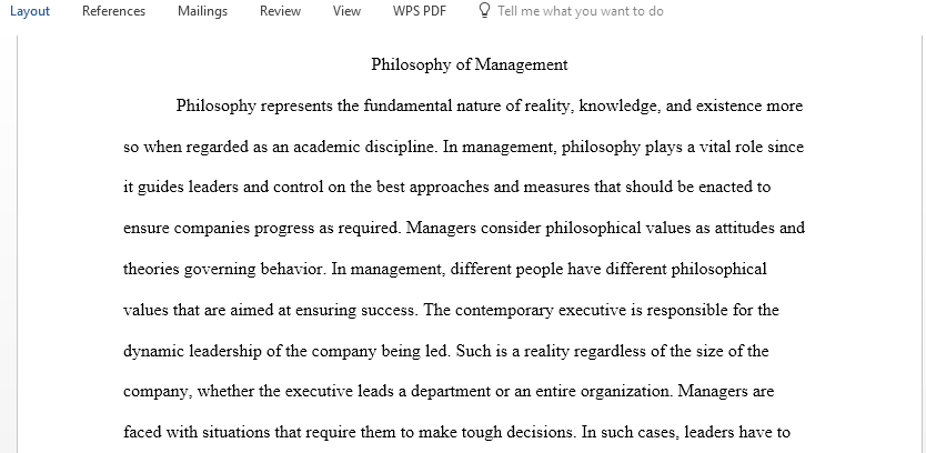 Critically discuss the value of philosophy for making sense of managerial practices