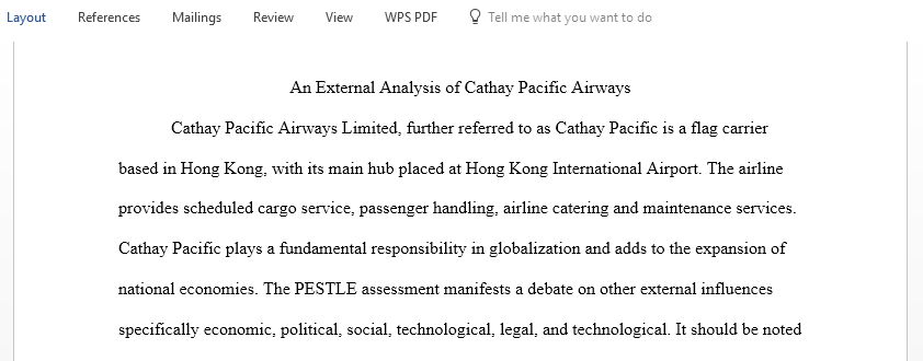 Perform an External Analysis of Cathay Pacific Airways