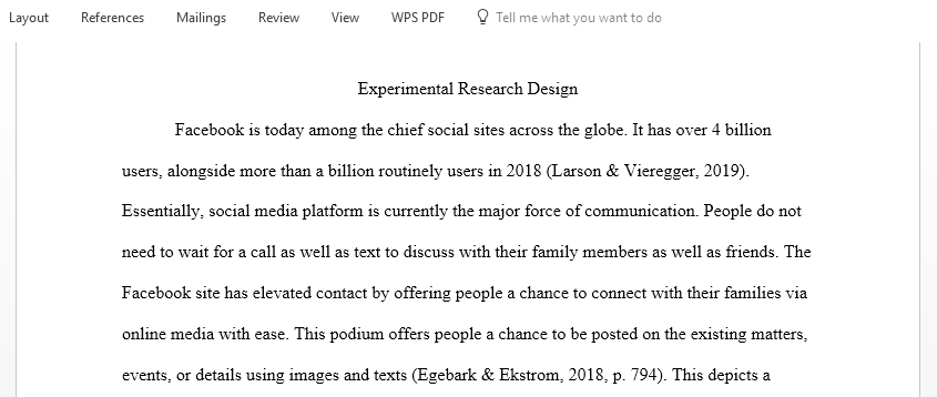 Discuss Facebook Experimental Research Design