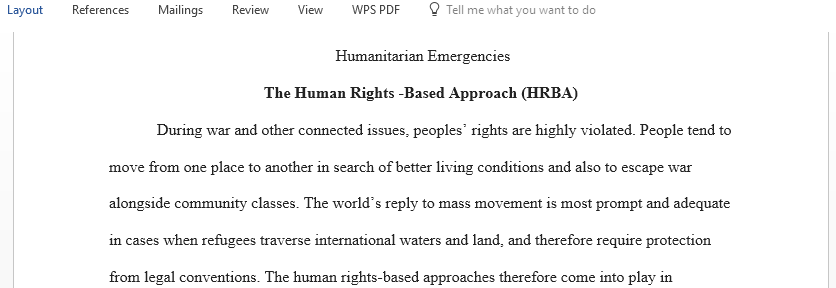 Explain in details the Humanitarian Emergencies