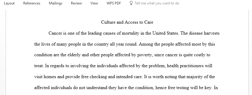 Discuss Culture and Access to Health Care