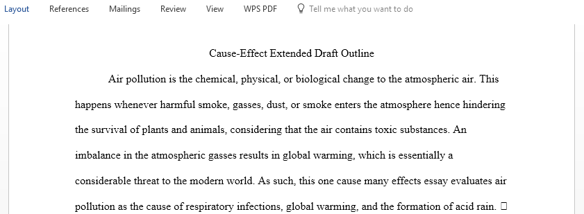 Causes and Effect of Air pollution