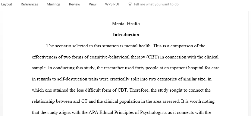 Create a Mental Health statistical analysis report