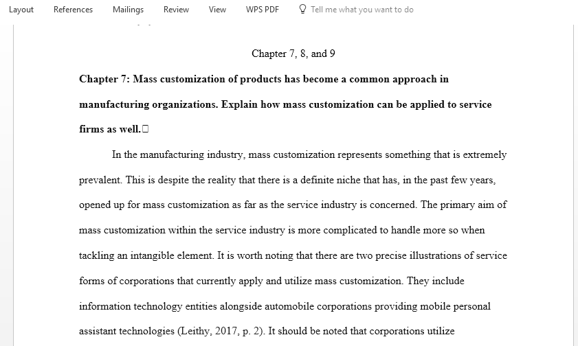 Explain the ways in which mass customization can be applied to service firms