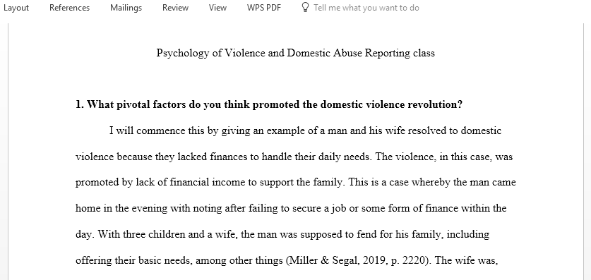Discuss the Psychology of Violence and Domestic Abuse
