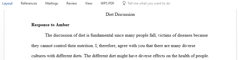 Write a word post about a diet that interests you the most