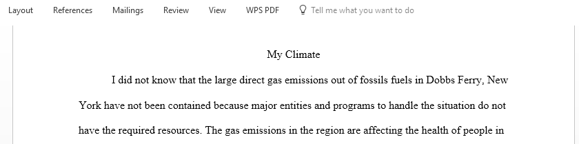 Discuss gas emissions out of fossils fuels in Dobbs Ferry New York