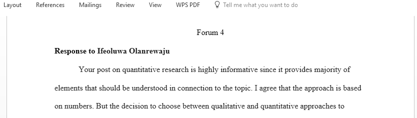 Write a reply to Quantitative research discussion