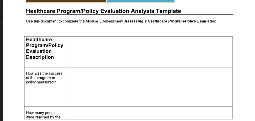 Select an existing healthcare program or policy evaluation and reflect on the criteria used to measure the effectiveness of the program or policy