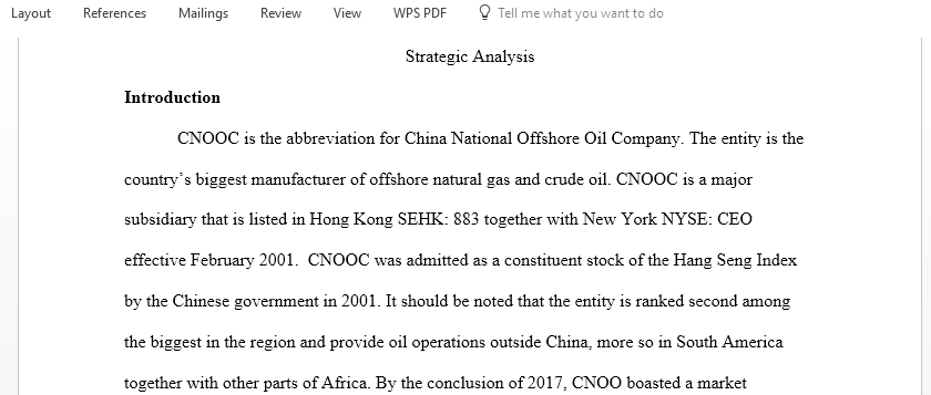 China National Offshore Oil Company strategic analysis