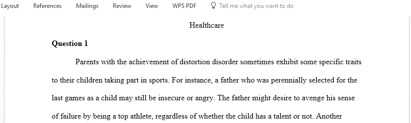 Give and describe three examples of normal and healthy behaviors that parents have towards their children sports involvement