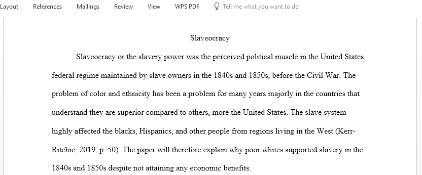 Why did the poorer classes of white people continue to support the slave system even though they did not own slaves and thus did not benefit from the institution of slavery