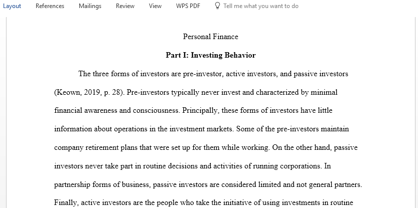 What are the various types of investors
