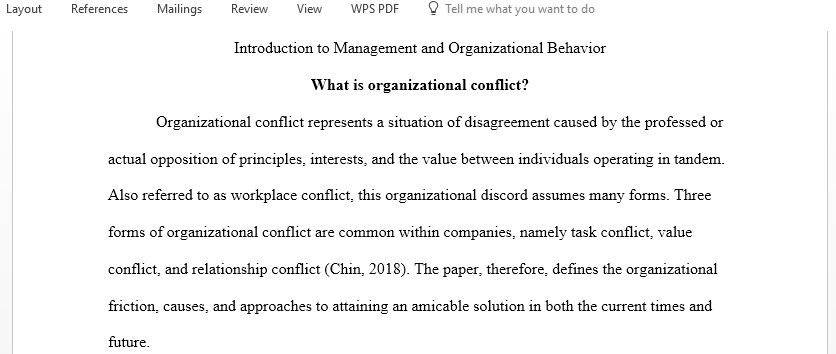 What is organizational conflict and Why does it occur