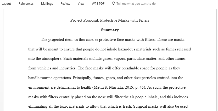 Project proposal for Protective Masks with Filters