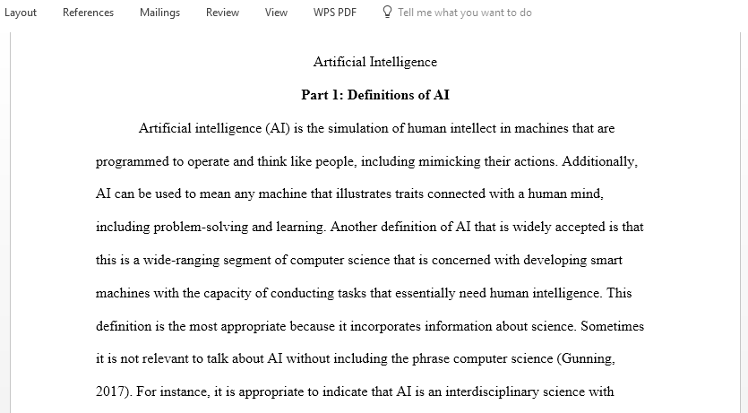 Identify existing definitions of Artificial intelligence