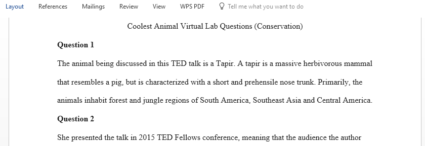 Coolest Animal Virtual Lab Conservation Questions
