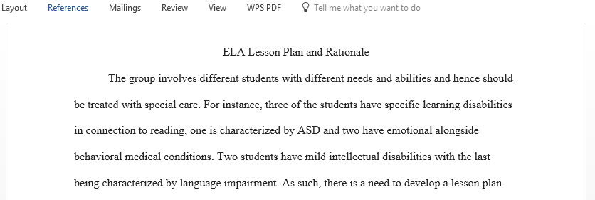 Discuss ELA Lesson Plan and Rationale