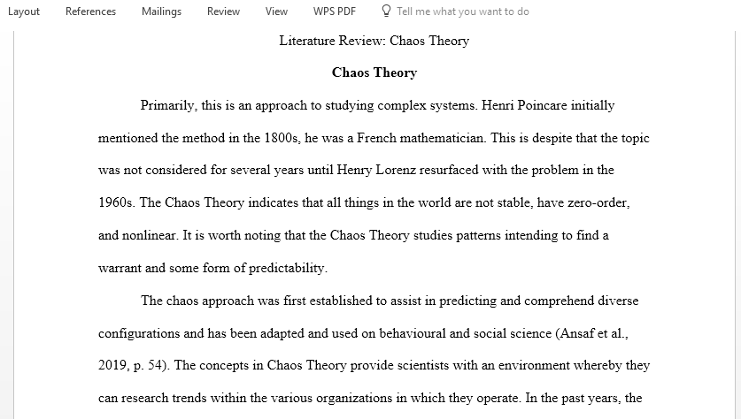 Chaos Theory literature review