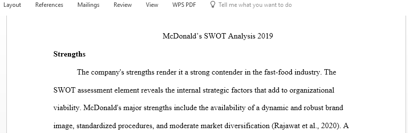McDonald SWOT Analysis 2019