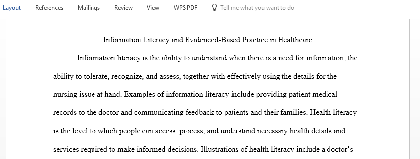 Discuss the differences between the relationships of information literacy health literacy and information technology skills