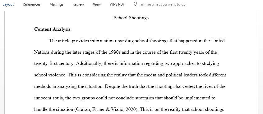 Analyze the case study School Shootings 