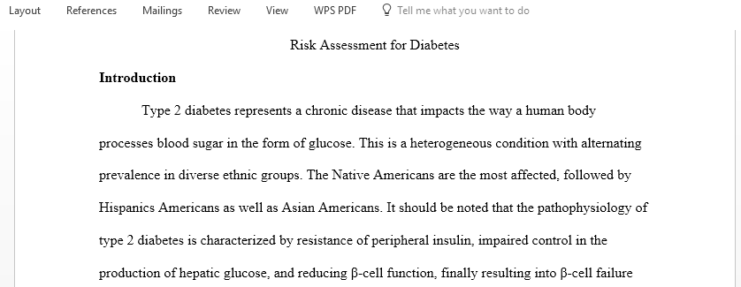 Risk Assessment for Diabetes