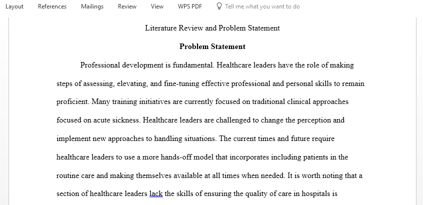 Literature Review and Problem Statement on Public Health Leadership