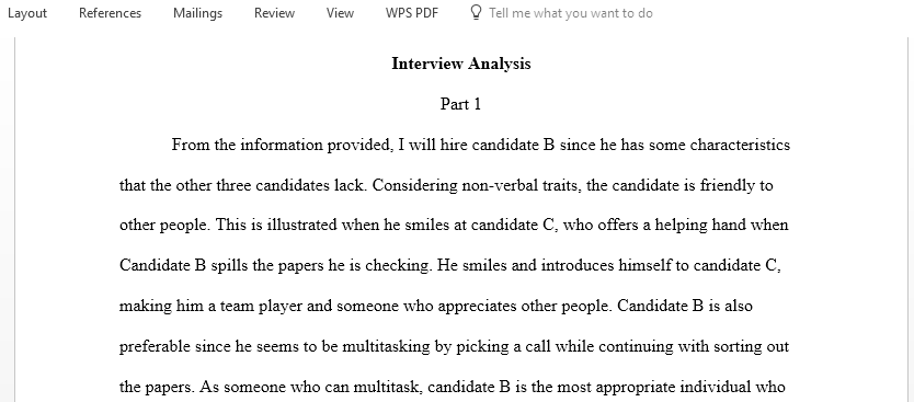 Interview Analysis on a vacancy in legal department